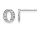 Accent Diamond Serif Letter - O - Charm Earrings in 14K White Gold